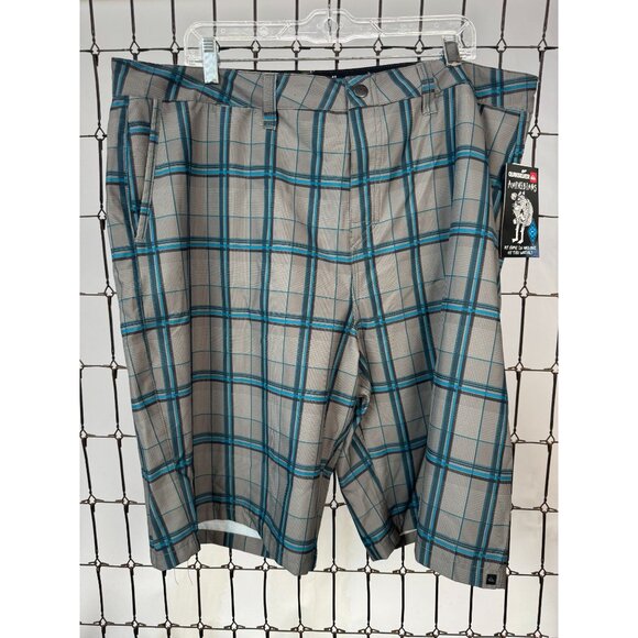 Quiksilver Amphibian Plaid Mens Shorts Size 28 - Blue & Gray Polyester/Spandex - Picture 14 of 16